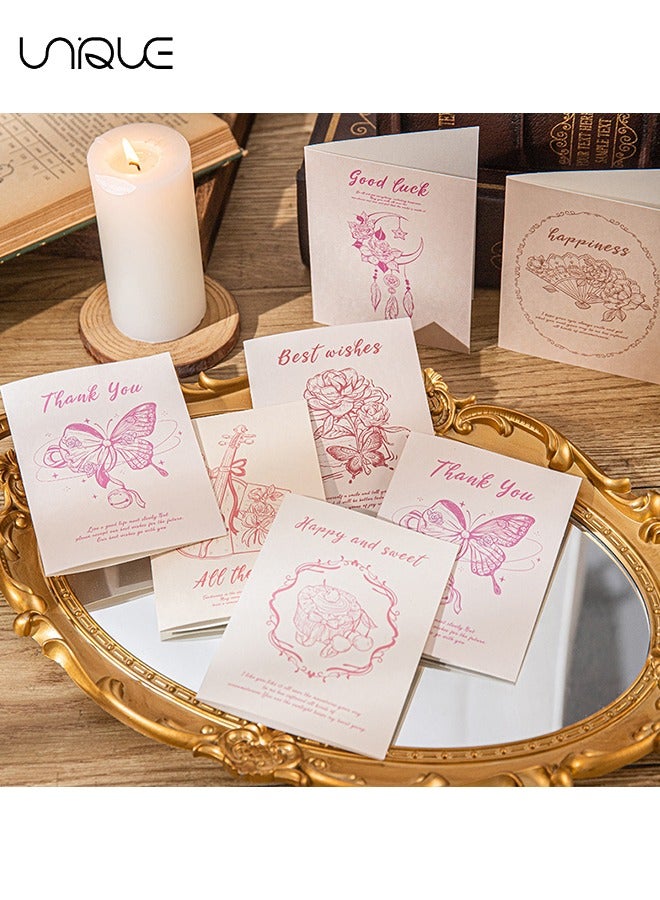 Unique 12 Vintage Literary Greeting Cards, Rose Pattern Greeting Cards, Violin Pattern Greeting Cards, Pink Greeting Cards, Greeting Cards for Teachers, Friends, Classmates, Colleagues, etc - Image 5