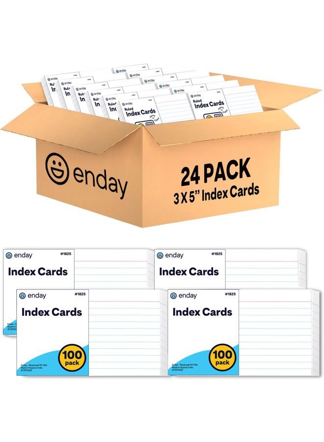 Enday Index Cards 3x5 Bulk, (2400 Cards), Notecards, Flashcards, Notecards 3x5 lined, Blank on Back, Flashcards for School Home and Office, Ruled Index Card, 100 Per Pack, (24 Pack) - Image 1