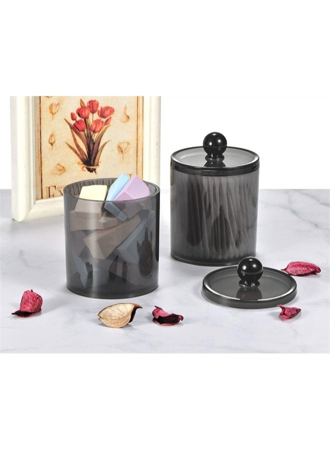 هومستر 4 حزمة البلاستيك الأكريليك جرات التخزين الأسود مع الغطاء، 12 أوقية مكياج منظم لكرات القطن، مسحات، وسادات، ملح الحمام - Image 2