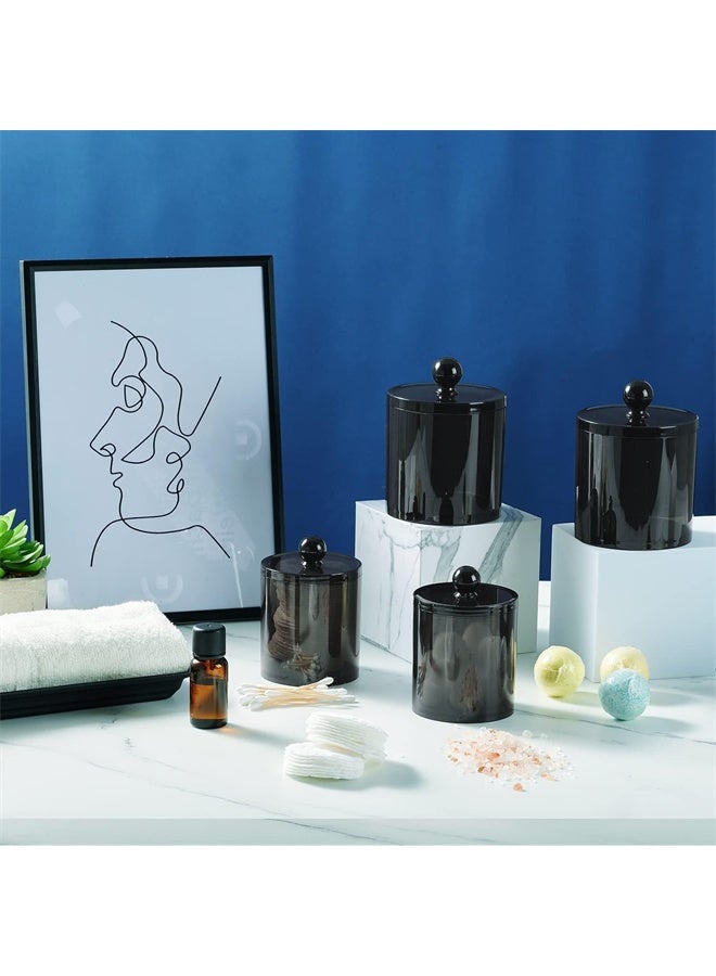 هومستر 4 حزمة البلاستيك الأكريليك جرات التخزين الأسود مع الغطاء، 12 أوقية مكياج منظم لكرات القطن، مسحات، وسادات، ملح الحمام - Image 4