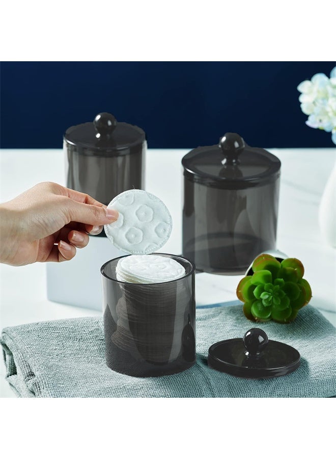 هومستر 4 حزمة البلاستيك الأكريليك جرات التخزين الأسود مع الغطاء، 12 أوقية مكياج منظم لكرات القطن، مسحات، وسادات، ملح الحمام - Image 3