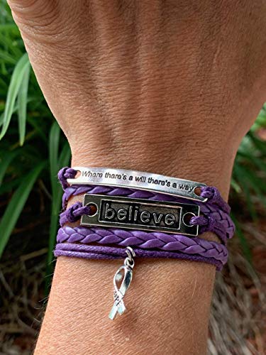 Infinity Collection Purple Ribbon Charm Bracelet, Where There is a Will There is a Way Awareness Bracelet, Survivor Gift for Women - Image 4