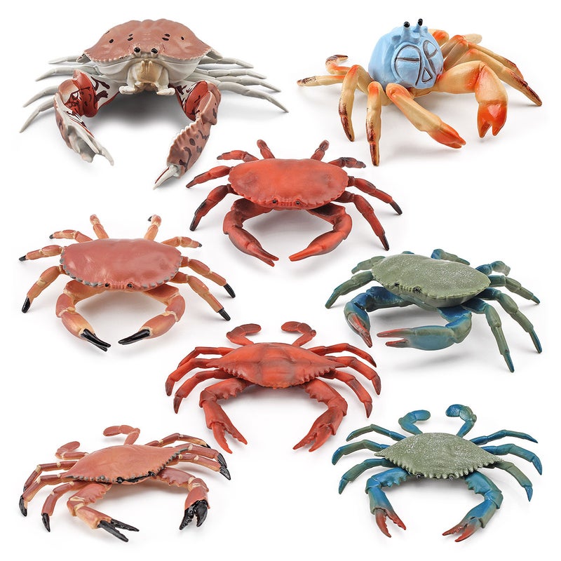 Cross-border simulation Marine crab model children's science and education crab roll folding steamed bread crab decoration toy(Crab 8-piece set 218g) - Image 4