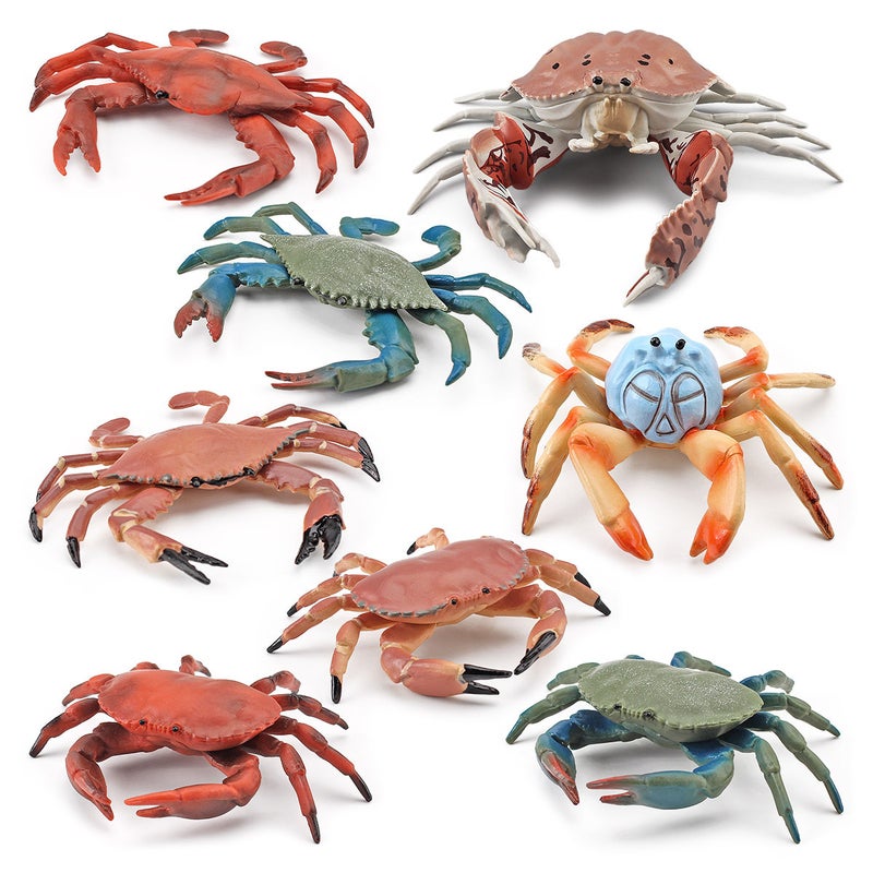 Cross-border simulation Marine crab model children's science and education crab roll folding steamed bread crab decoration toy(Crab 8-piece set 218g) - Image 3