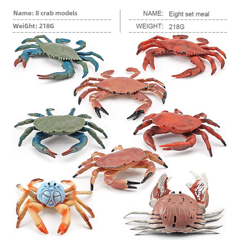 Cross-border simulation Marine crab model children's science and education crab roll folding steamed bread crab decoration toy(Crab 8-piece set 218g) - Image 1