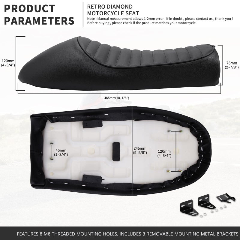 Rich Choices Black Vintage Cafe Racer Hump Seat Retro Saddle For CB 350 CB400 CB500 CB550 CB750 - Image 2