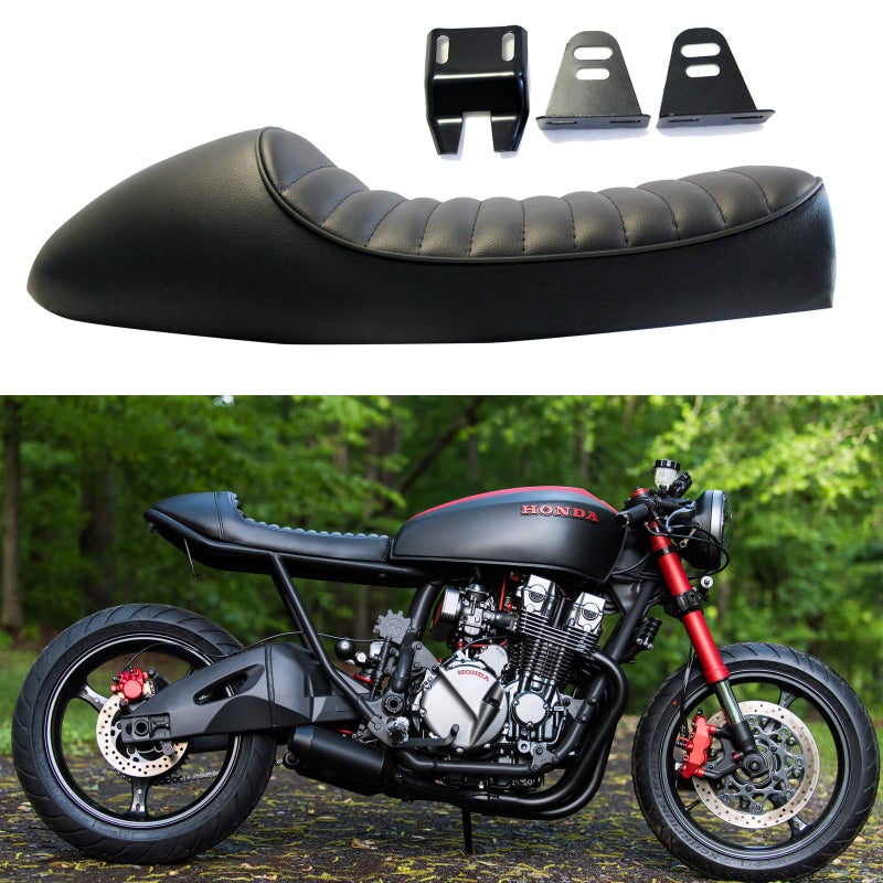 Rich Choices Black Vintage Cafe Racer Hump Seat Retro Saddle For CB 350 CB400 CB500 CB550 CB750 - Image 1