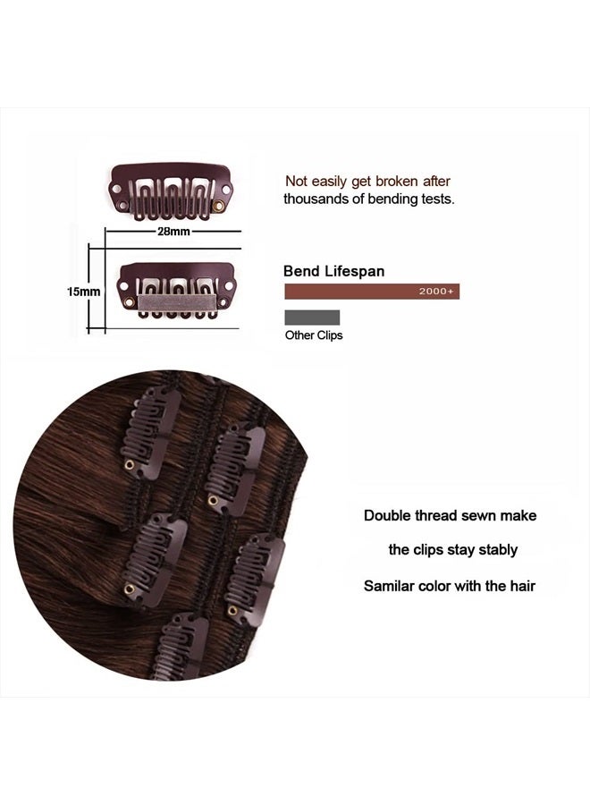 Winsky 22" Hair Extensions Clip in Human Hair for Women - Silky Straight Remy Real Long Human Hair Clip on 90grams 4pieces Medium Brown #4 Color - Image 4