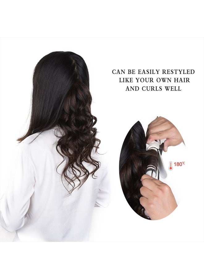 Winsky 22" Hair Extensions Clip in Human Hair for Women - Silky Straight Remy Real Long Human Hair Clip on 90grams 4pieces Medium Brown #4 Color - Image 3