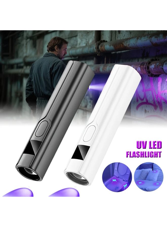 Black UV LED Flashlight USB Rechargeable 395nm 3 Modes Portable Pet Urine Detector - Image 2