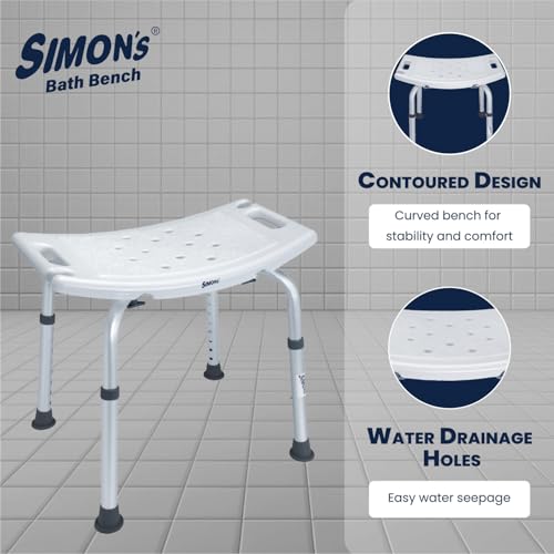 Simon's Simon’s Lightweight Bath Shower Curved Bench for Old People in The Bathroom, Stool to sit and take Bath for Elderly - Image 3
