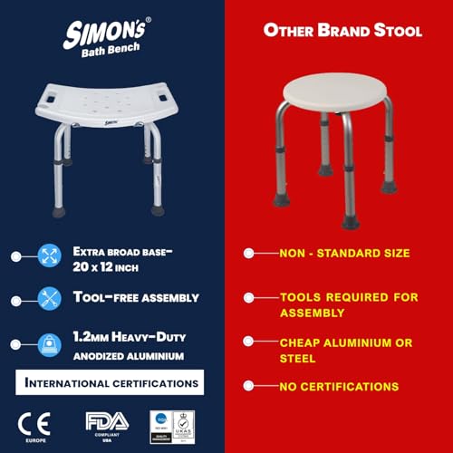 Simon's Simon’s Lightweight Bath Shower Curved Bench for Old People in The Bathroom, Stool to sit and take Bath for Elderly - Image 2