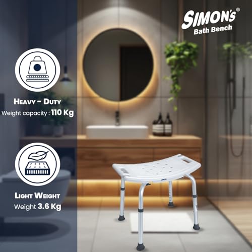 Simon's Simon’s Lightweight Bath Shower Curved Bench for Old People in The Bathroom, Stool to sit and take Bath for Elderly - Image 5