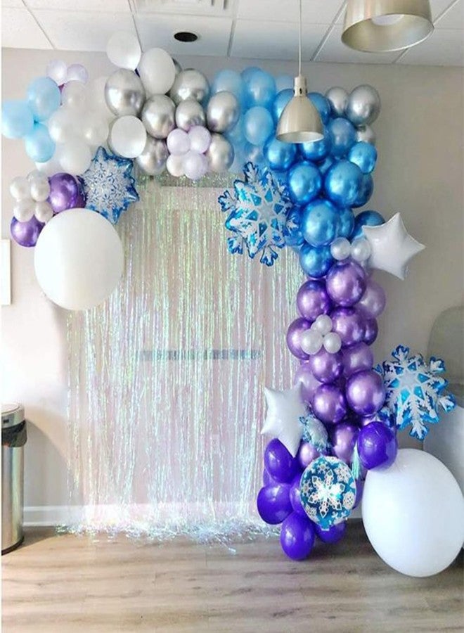 Biapian Blue and Purple Balloons Set, 50 PCS Blue 12 Inch Mermaid Balloon, Metallic Purple White Latex Ballons Confetti Helium Balloons for Girls Mermaid Birthday Party Baby Shower Winter Supplies - Image 5