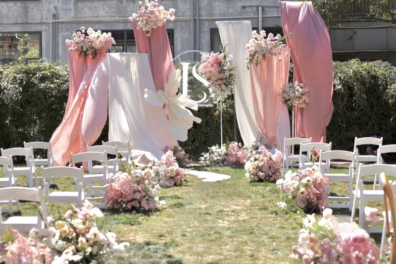 MLMW Chiffon Fabric by The Yard 10 Yards 60" Wide Dusty Rose Wedding Arch Draping Fabric Sheer Material for Party Backdrop Arch Ceiling Decor - Image 5