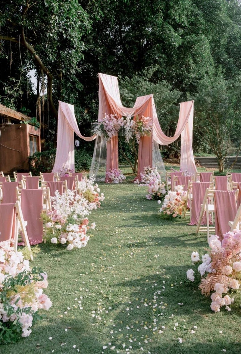 MLMW Chiffon Fabric by The Yard 10 Yards 60" Wide Dusty Rose Wedding Arch Draping Fabric Sheer Material for Party Backdrop Arch Ceiling Decor - Image 4