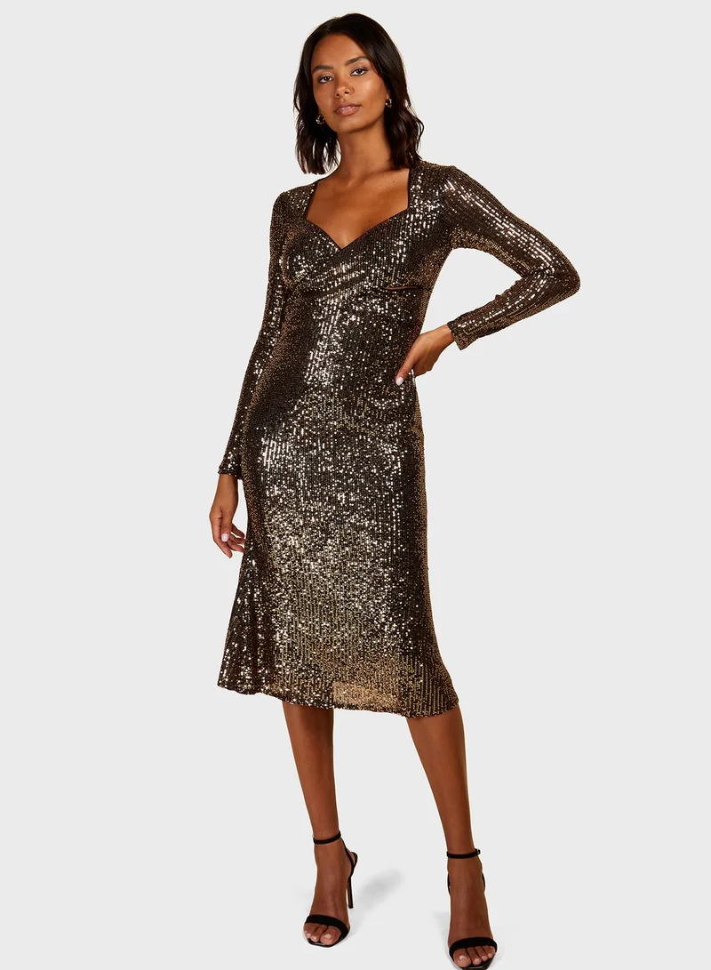 Little Mistress Sequin Longsleeve Dress