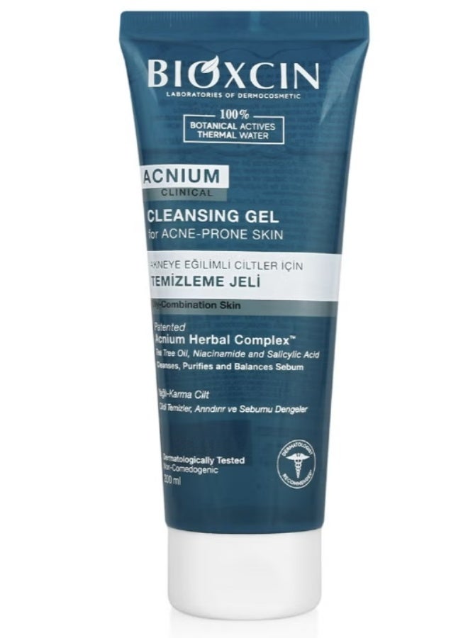 BIOXCIN Acnium Cleansing Gel for Acne-Prone & Oily Skin, Deep Pore Cleanser, Helps Reduce Excess Oil & Impurities, Daily Face Wash, 200ml - Image 1