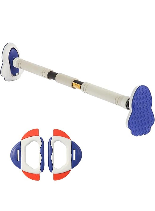 أهاكاك عصا رفع للتمارين مع حلقات التمارين, عصا رفع الذقن لتدريب القوة للمدخل, عصا رفع بدون براغي قابلة للتعديل للمدخل, منع الانزلاق لرياضة اللياقة البدنية المنزلية - Image 1