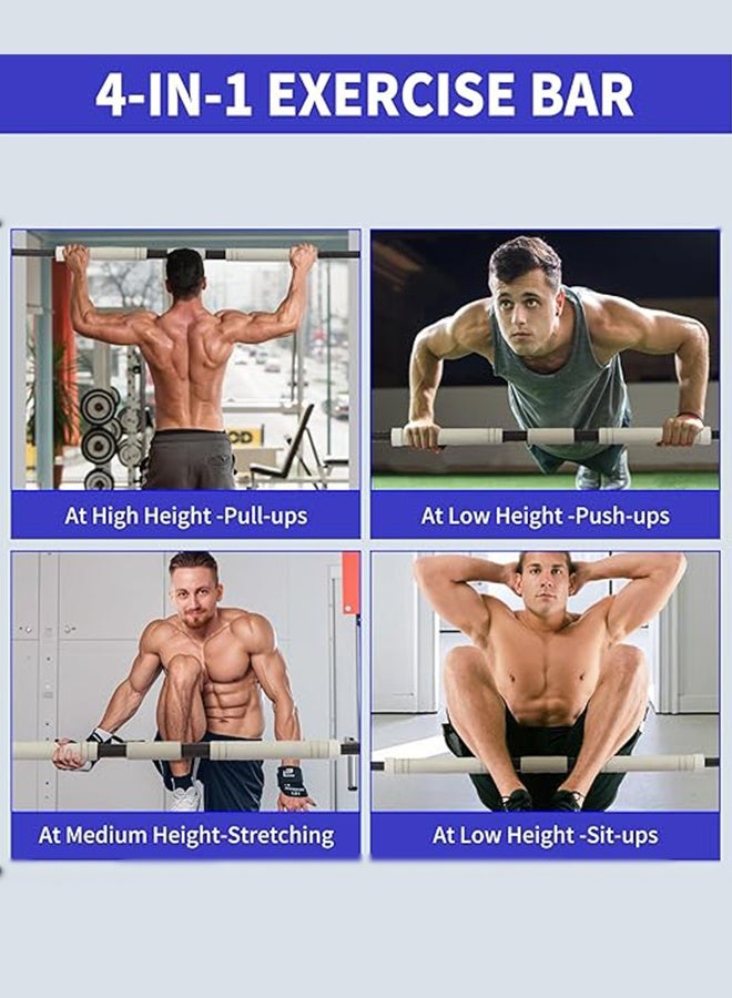 أهاكاك عصا رفع للتمارين مع حلقات التمارين, عصا رفع الذقن لتدريب القوة للمدخل, عصا رفع بدون براغي قابلة للتعديل للمدخل, منع الانزلاق لرياضة اللياقة البدنية المنزلية - Image 2