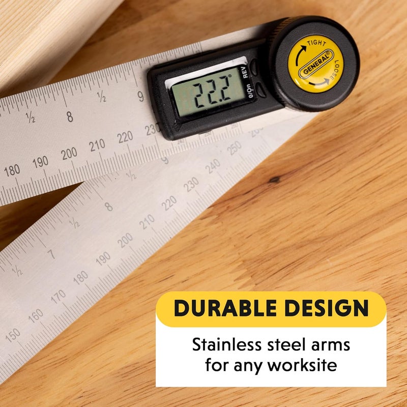 General Tools Digital Angle Finder Ruler #823 - 10" H - Stainless Steel Measurement Tool - Image 2