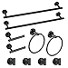 Cilee 10 Piece Matte Black Bathroom Accessories Set , 24inch Black Towel bar+Towel Ring+Toilet Paper Holder+ Robe Towel - Image 2