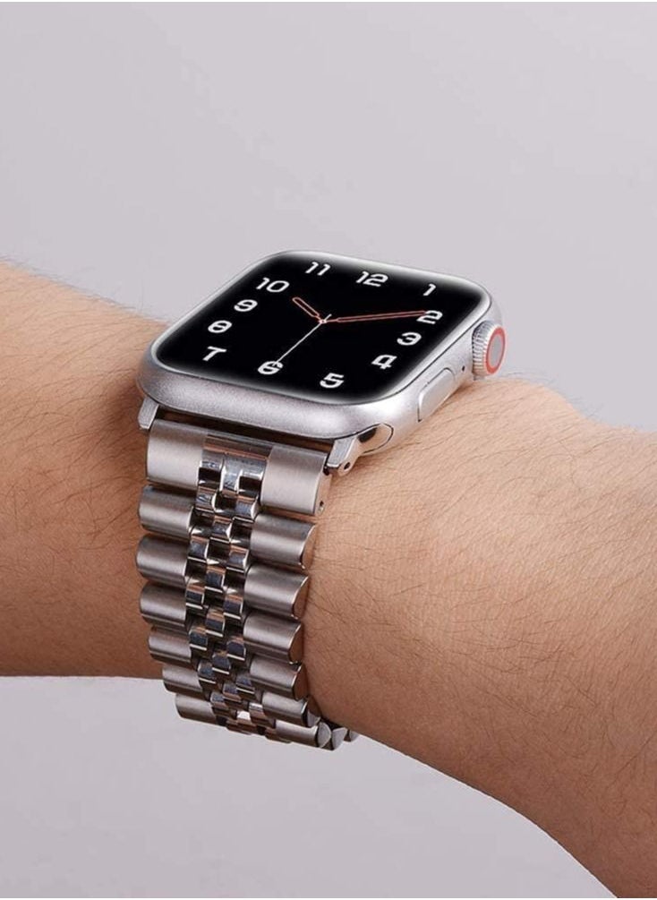 Replacement Band Compatible with Apple Watch Ultra 49mm 45mm / 44mm / 42mm, Stainless Steel Solid Strap Metal Bracelet for Apple Watch Series 8 7 6 5 4 3 2 SE (Silver) - Image 2