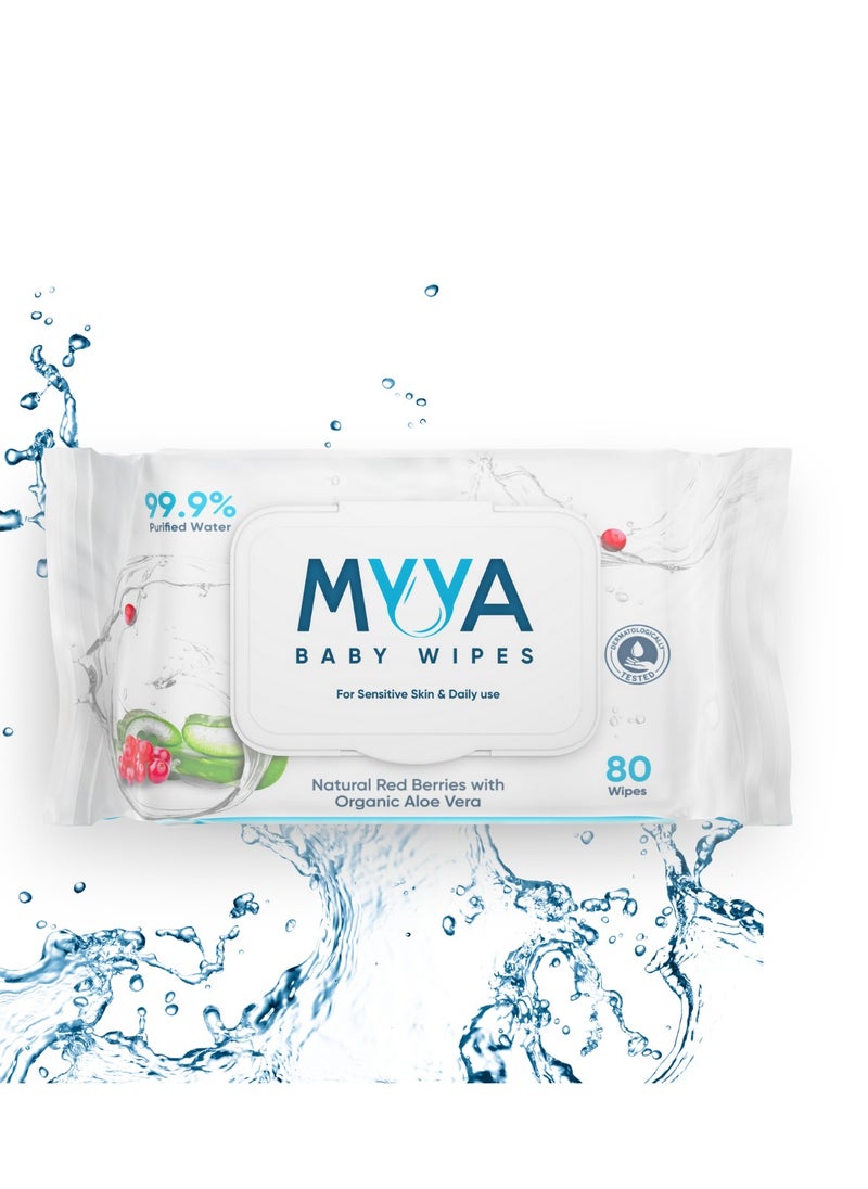 MYYA Myya Baby Wipes - 99.9% Purified Water (80 Wipes)  - Image 1