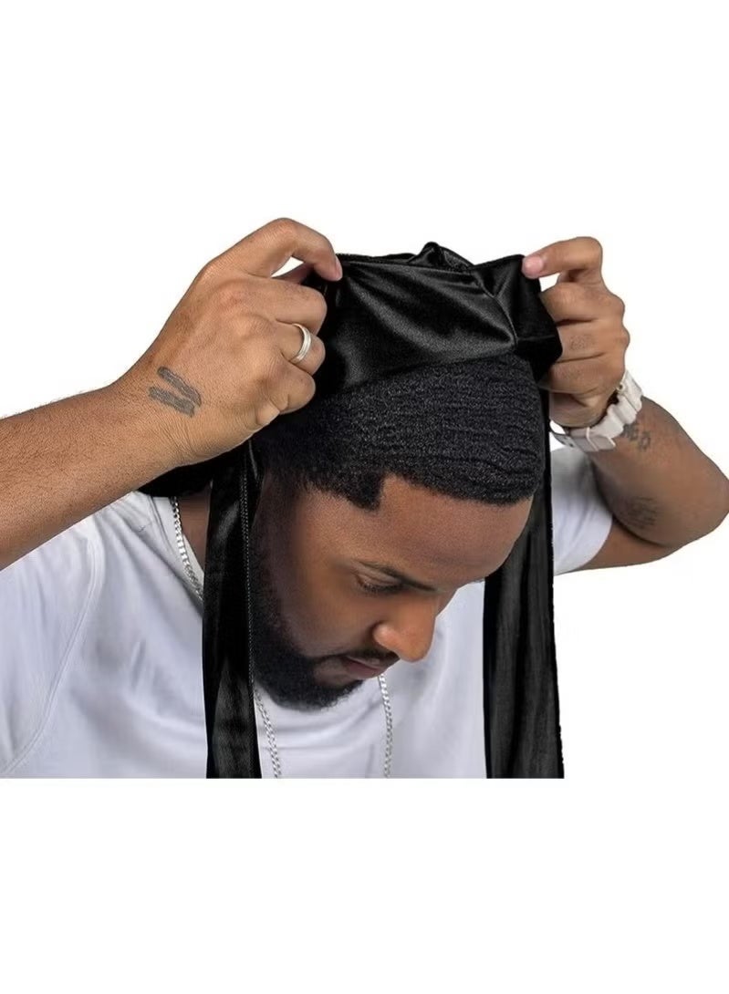 GIFT 2Pcs Silky Durag Pack for Men Women Waves, Premium Satin Deluxe Du-rag - Image 2