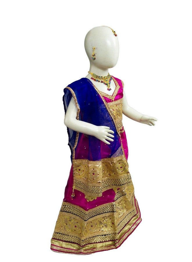 BookMyCostume Radha Navratri Garba Lehenga Choli Girls Fancy Dress Costume for Girls with Jewellery - Premium - Pink 1-2 years - Image 2