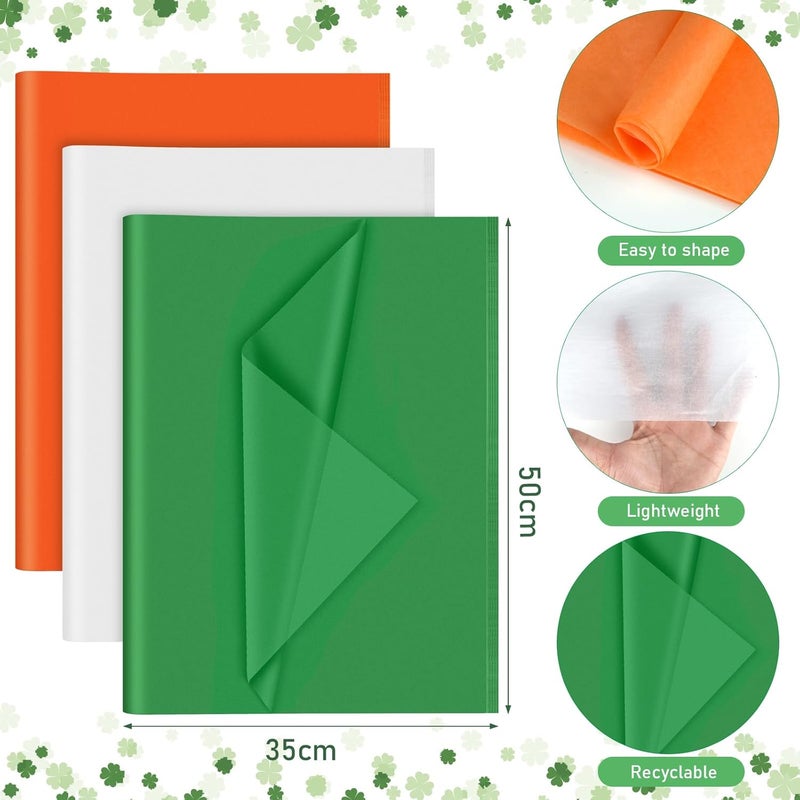 PLULON 60 Sheets Orange Green White Tissue Paper Bulks, Tissue Paper for Gift Bags for St Patrick's Day Birthday Gift Wrapping Wedding Holiday Decoration - Image 2