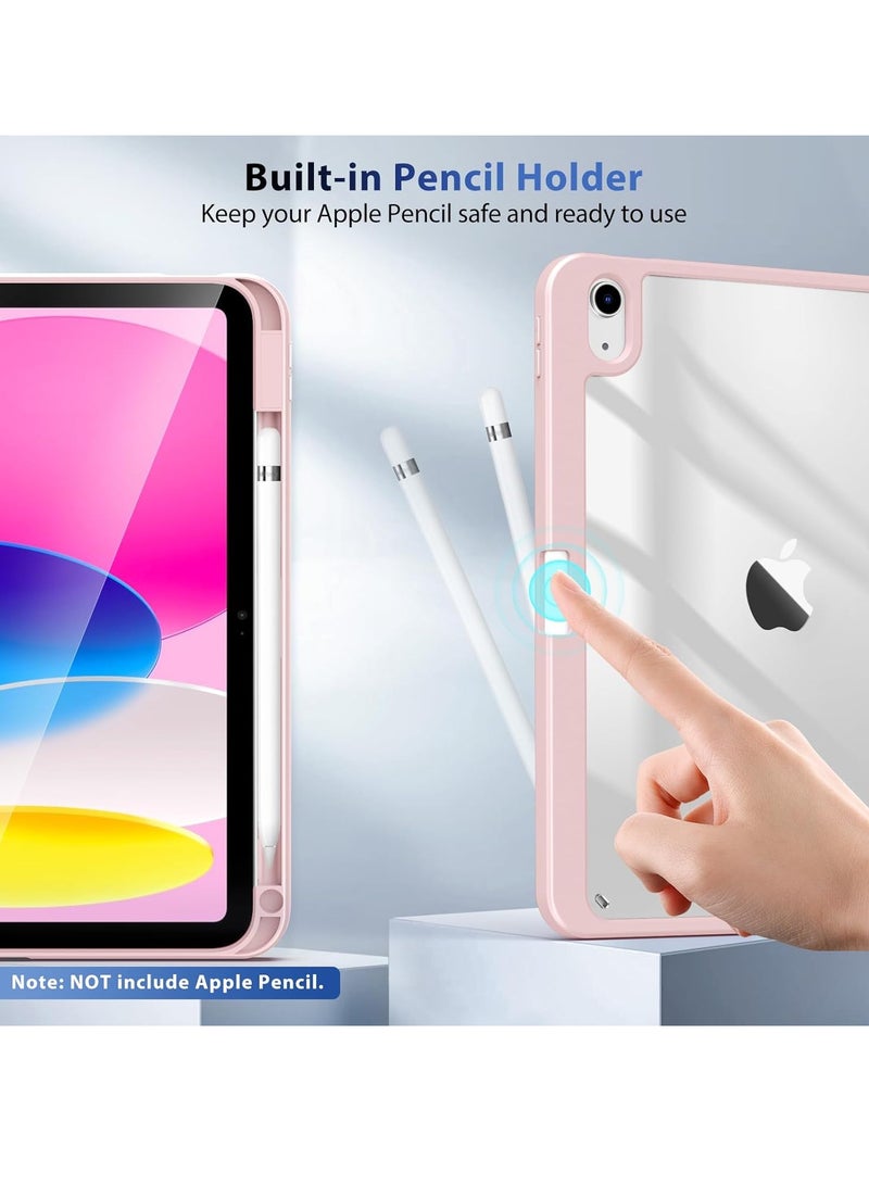 DUSALA Case for iPad (A16) 11th Generation 11 Inch 2025, iPad 10th Generation Case 10.9 Inch 2022 with Pencil Holder,Slim Protective Cover with Clear Back Shell,Auto Wake/Sleep, (Pink) - Image 4