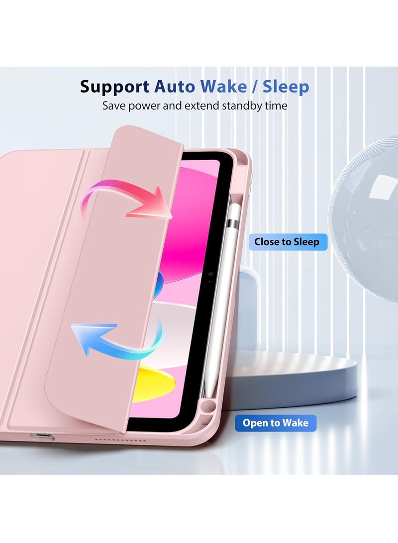 DUSALA Case for iPad (A16) 11th Generation 11 Inch 2025, iPad 10th Generation Case 10.9 Inch 2022 with Pencil Holder,Slim Protective Cover with Clear Back Shell,Auto Wake/Sleep, (Pink) - Image 5