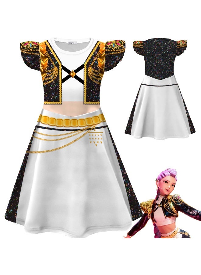 عام كيبوب شيطان الصيادين الرومي تأثيري فتاة فيفي كم الحليب فستان من الحرير - Image 2