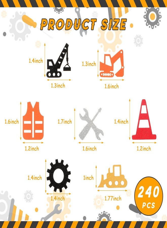 Zhanmai 240 Pcs Construction Confetti Construction Party Supplies Table Confetti Boy Birthday Party Favor Forklift Crane Excavator Gear Vest Roadblock Wrench Baby Shower Decoration - Image 2
