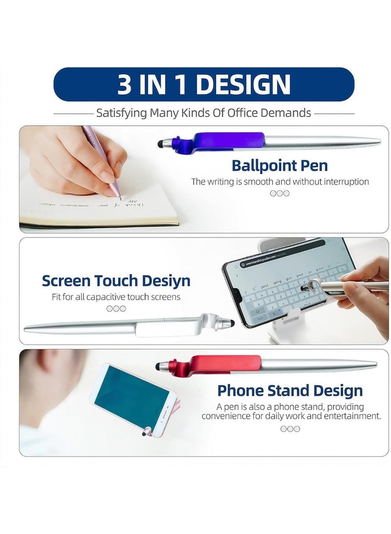 SYOSI 6-Pcs 3-in-1 Stylus Pen, Ballpoint Pen with Touch Screen Stylus and Phone Stand, 1.0mm Smooth Blue Ink for Writing on All Touchscreen Devices, Tablets, Phones, for School, Office, and Home Use - Image 5