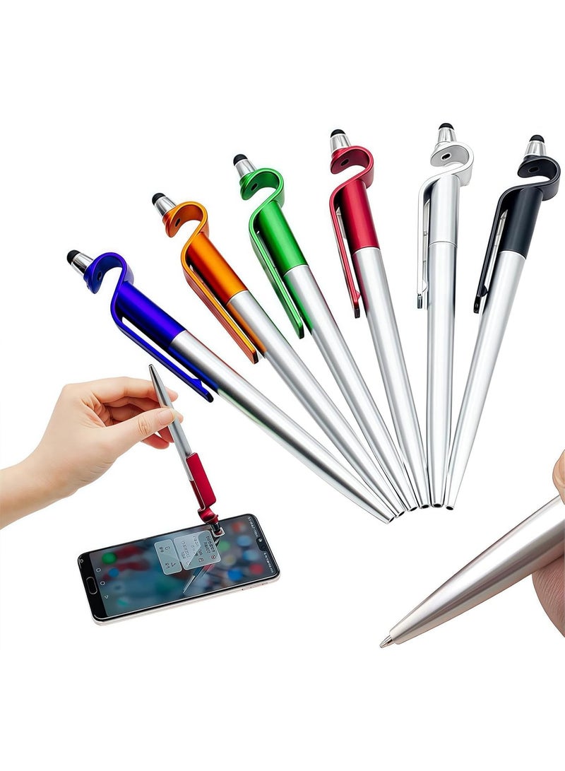 SYOSI 6-Pcs 3-in-1 Stylus Pen, Ballpoint Pen with Touch Screen Stylus and Phone Stand, 1.0mm Smooth Blue Ink for Writing on All Touchscreen Devices, Tablets, Phones, for School, Office, and Home Use - Image 1