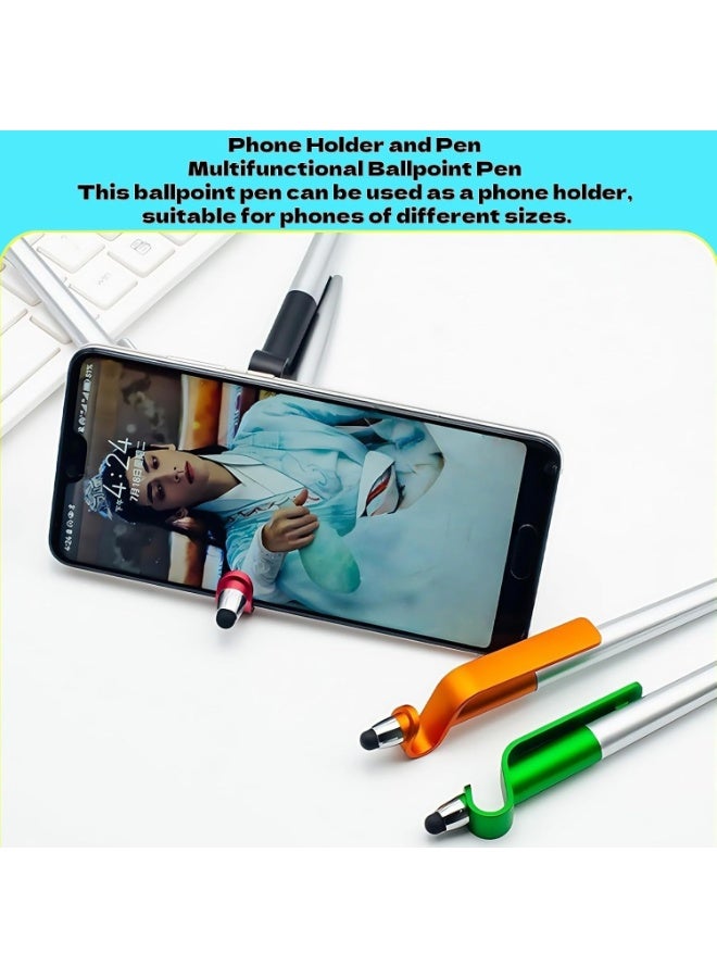 SYOSI 6-Pcs 3-in-1 Stylus Pen, Ballpoint Pen with Touch Screen Stylus and Phone Stand, 1.0mm Smooth Blue Ink for Writing on All Touchscreen Devices, Tablets, Phones, for School, Office, and Home Use - Image 3