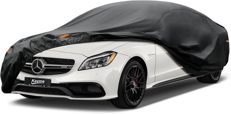 غطاء سيارة Kayme 7 طبقات مقاس مخصص لـ Mercedes Benz CLS 63 400 500 550 (2004-2025) مقاوم للماء لجميع الأحوال الجوية للسيارات، غطاء كامل خارجي لحماية من المطر والشمس والأشعة فوق البنفسجية. أسود - Image 1