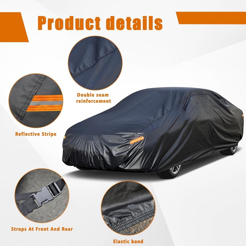 غطاء سيارة Kayme 7 طبقات مقاس مخصص لـ Mercedes Benz CLS 63 400 500 550 (2004-2025) مقاوم للماء لجميع الأحوال الجوية للسيارات، غطاء كامل خارجي لحماية من المطر والشمس والأشعة فوق البنفسجية. أسود - Image 4