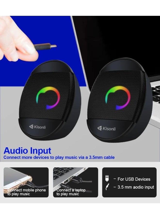 Kisonli L-7070 USB Stereo Speaker – Approx. 7W Performance in Compact Design - Image 2