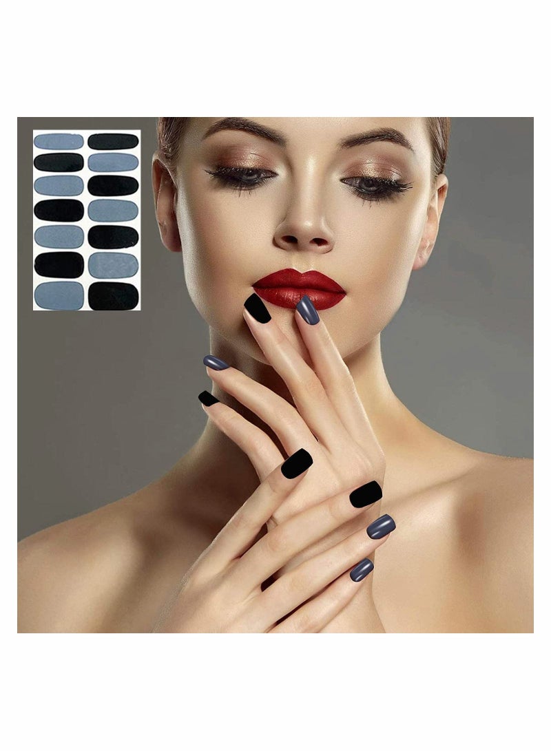 SYOSI Nail Art Polish Stickers Set Solid Color Self-Adhesive Wraps Full Strips Nail Decals Manicure Kit for Women Girls DIY Nails Classic Assorted Colors Decoration 14 Sheets - Image 5