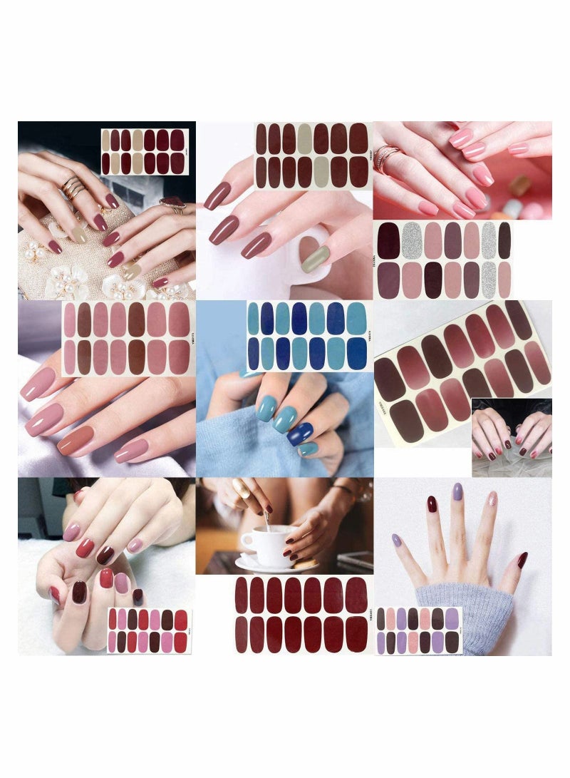SYOSI Nail Art Polish Stickers Set Solid Color Self-Adhesive Wraps Full Strips Nail Decals Manicure Kit for Women Girls DIY Nails Classic Assorted Colors Decoration 14 Sheets - Image 2