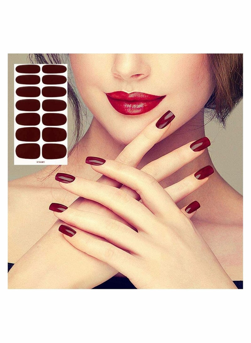 SYOSI Nail Art Polish Stickers Set Solid Color Self-Adhesive Wraps Full Strips Nail Decals Manicure Kit for Women Girls DIY Nails Classic Assorted Colors Decoration 14 Sheets - Image 4
