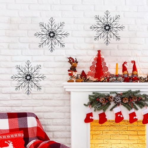 ZEXUIRU 3 Set Black Starburst Wall Art for Home Decor Metal Bling Crystal Rhinestones Sunburst Wall Decor Sparkling Rhinestone Art Accent Black 13in - Image 3