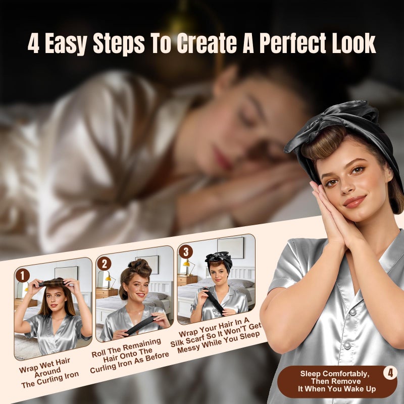 TULOBI 3 Pcs Heatless Curls Overnight - Upgraded Velvet Heatless Hair Curler with Velcro Fastener, Overnight Jumbo Blowout Rods, Hair Curlers to Sleep in for All Hair Types (Black) - Image 3