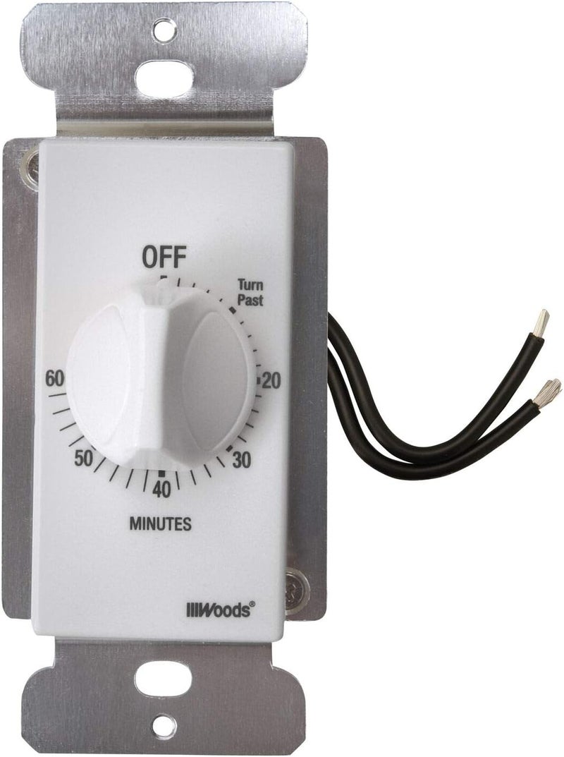 Woods 59717 In-Wall 60 Minute Spring Wound Timer - White - Image 3