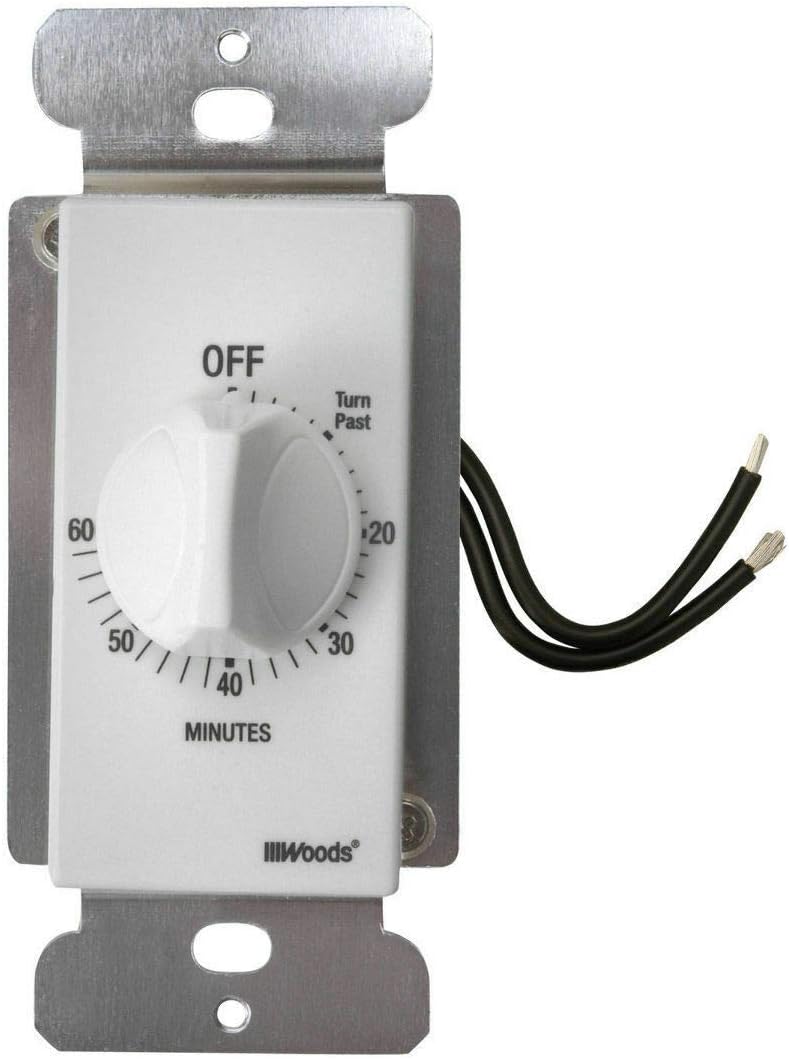 Woods 59717 In-Wall 60 Minute Spring Wound Timer - White - Image 2