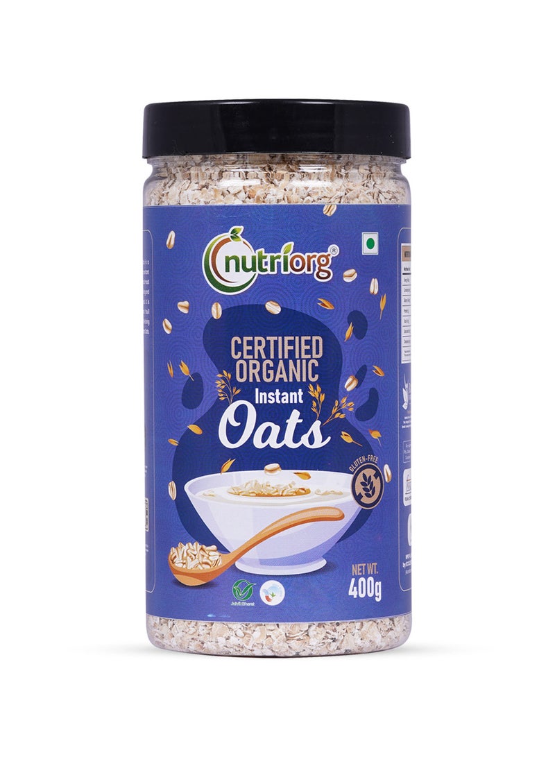 Nutriorg Organic Instant Oats 400g  | Gluten free | Weight Management | Fiber Rich Oats - Image 1