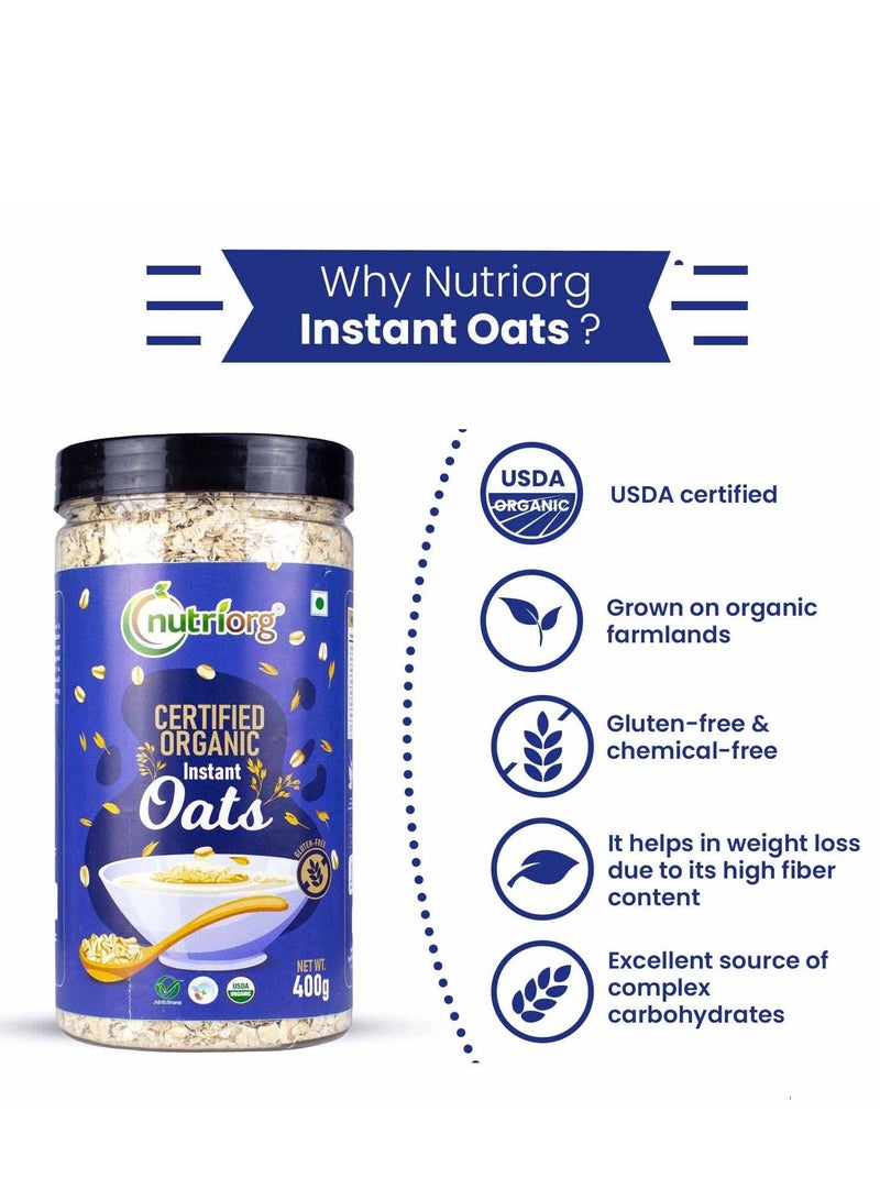 Nutriorg Organic Instant Oats 400g  | Gluten free | Weight Management | Fiber Rich Oats - Image 4